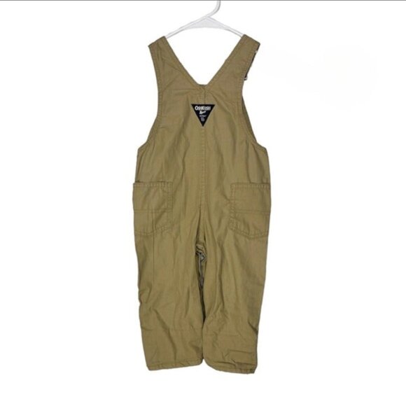 Oshkosh B'gosh Tan with Pink Plaid‎ Girls Toddlers Overalls Size 18M - Picture 2 of 11